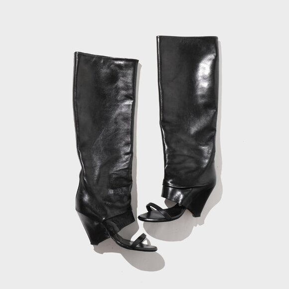 RARE MARGIELA LINE 22 OPEN TOE KNEE HIGH HEELED BOOTS 5 - Picture 2 of 10